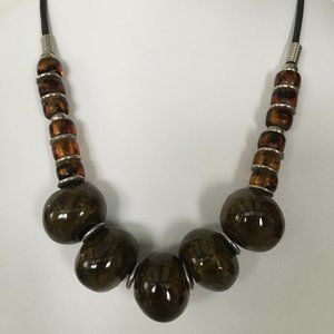 1980's Vintage Chunky Stone Necklace - Olive Topaz